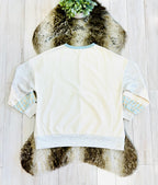 Women’s Oversized Blue & Cream Patchwork Crewneck