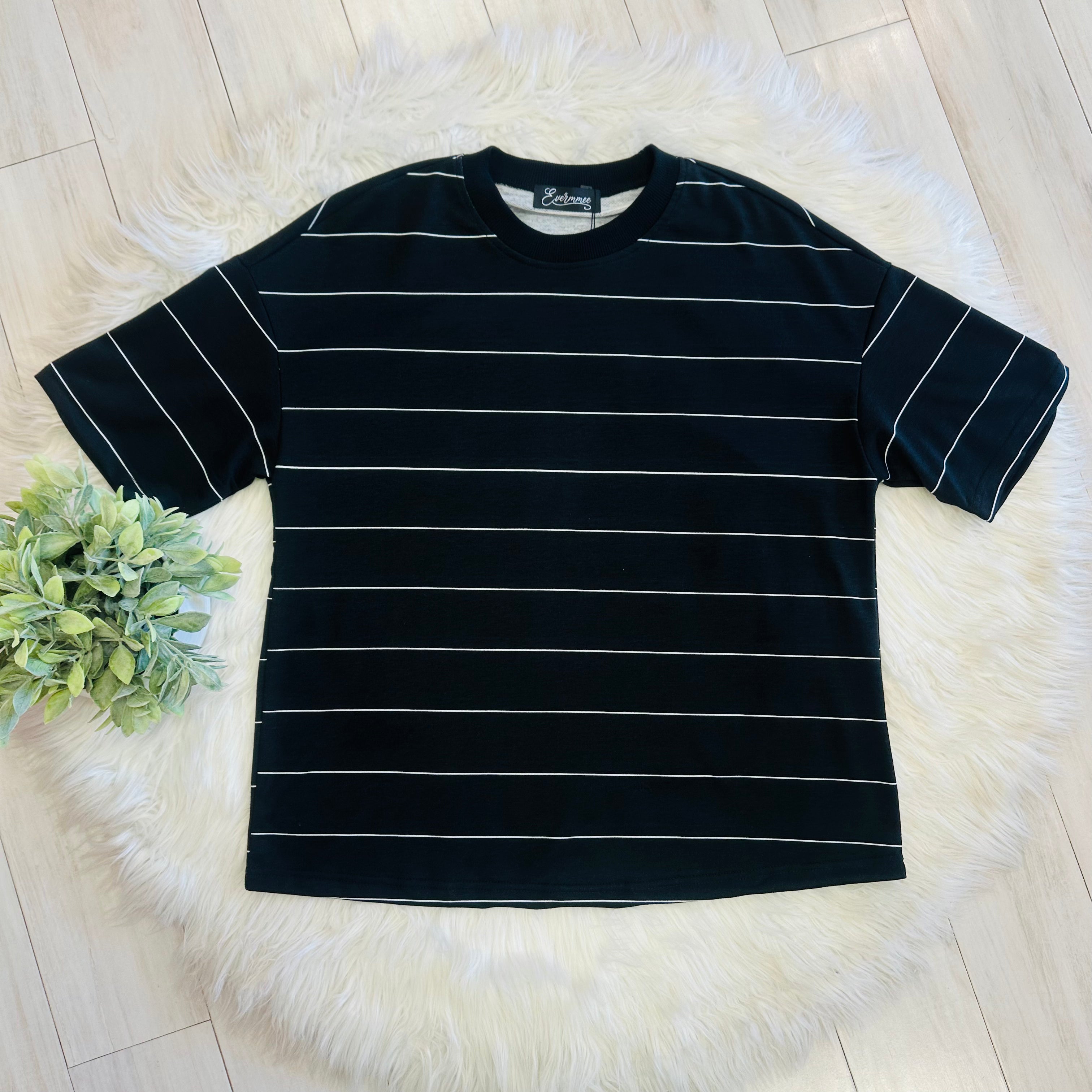 Women’s Evermmee Black Short Set with White Stripes