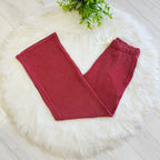 Women’s Burgundy Ribbed Top and Drawstring Pant Set