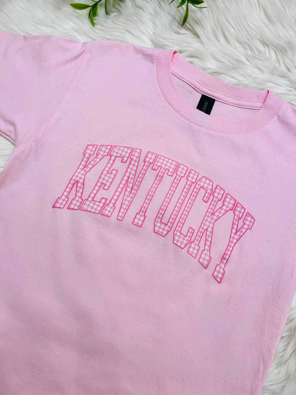 Girl’s Pink Gingham Kentucky Tee