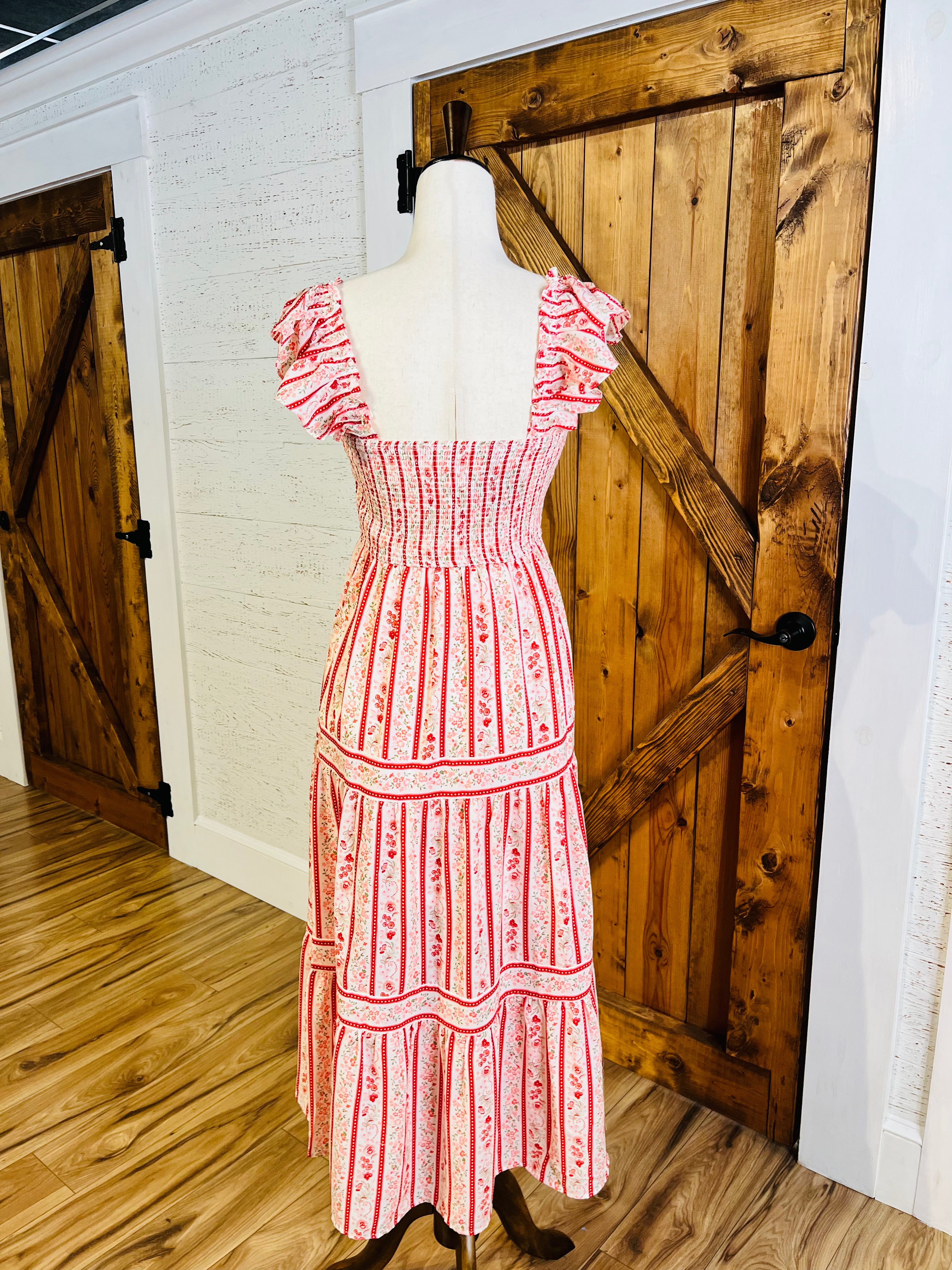 Women’s Blu Pepper Stripe Floral Pattern Dress