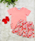 Girl’s Coral Floral Skort Set