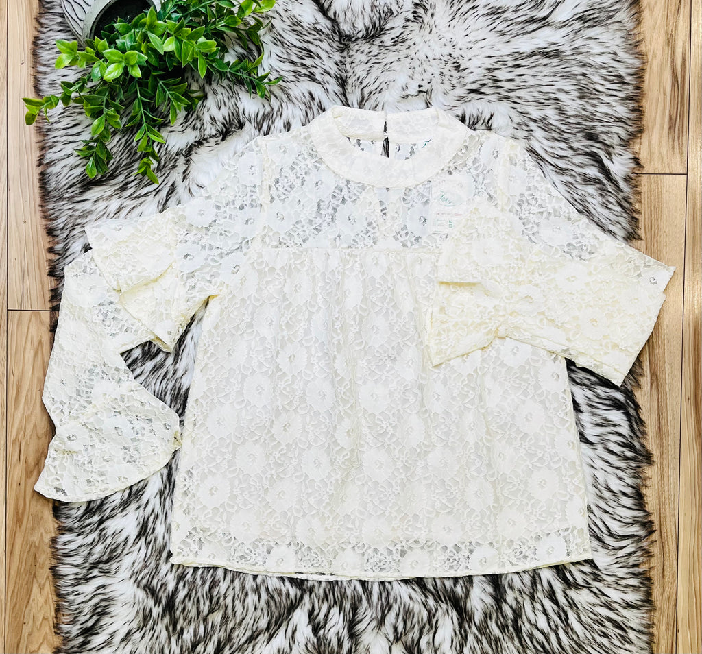 Women’s Very J Ivory Floral Lace Top