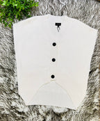 Women’s Love Tree Ivory Button Up Sweater Vest Top