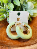 Women’s Sage and Gold Chunky Hoops Earrings