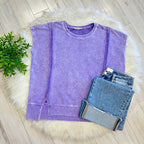 Women’s Violet Zenana Sleeveless Acid Wash Top with Slits