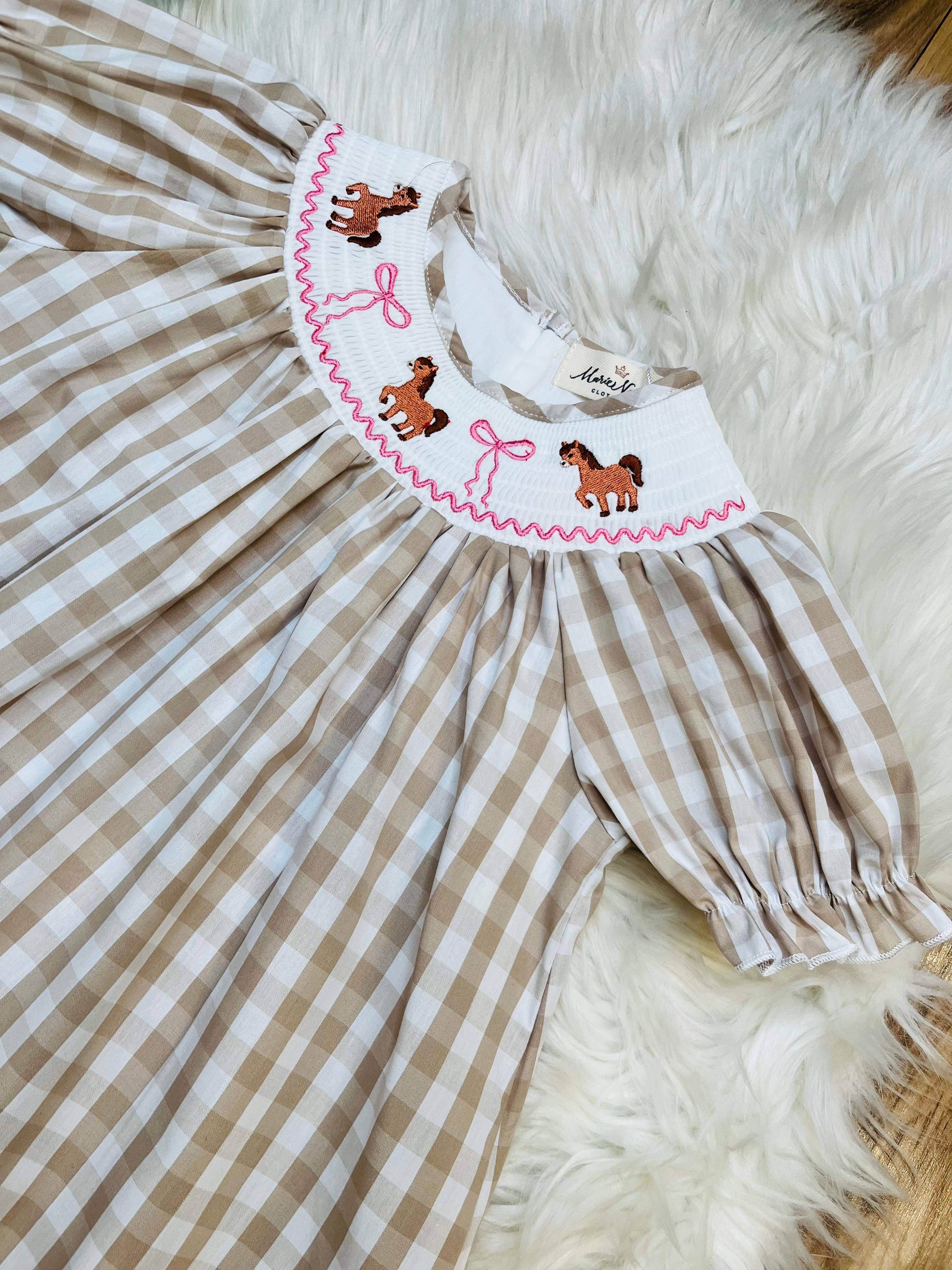 Girl’s Little Pony Smocked Dress