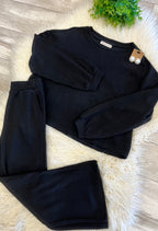 Women’s Zenana Black Long Sleeve Two Piece Set - True to size