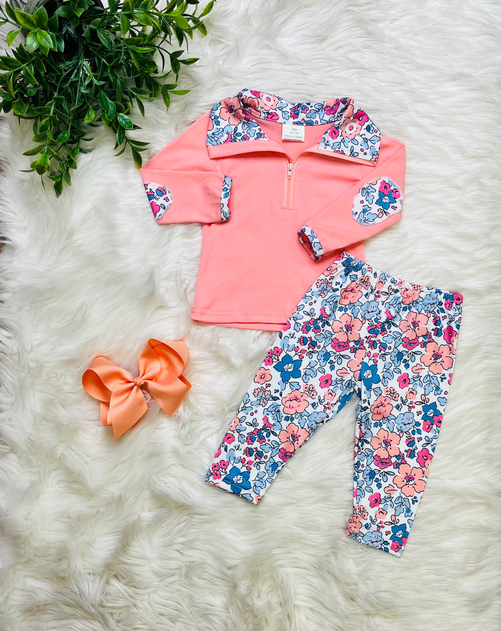 Girl’s Peach Floral Outfit Set