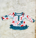 Girl’s Red and Green Bow Set