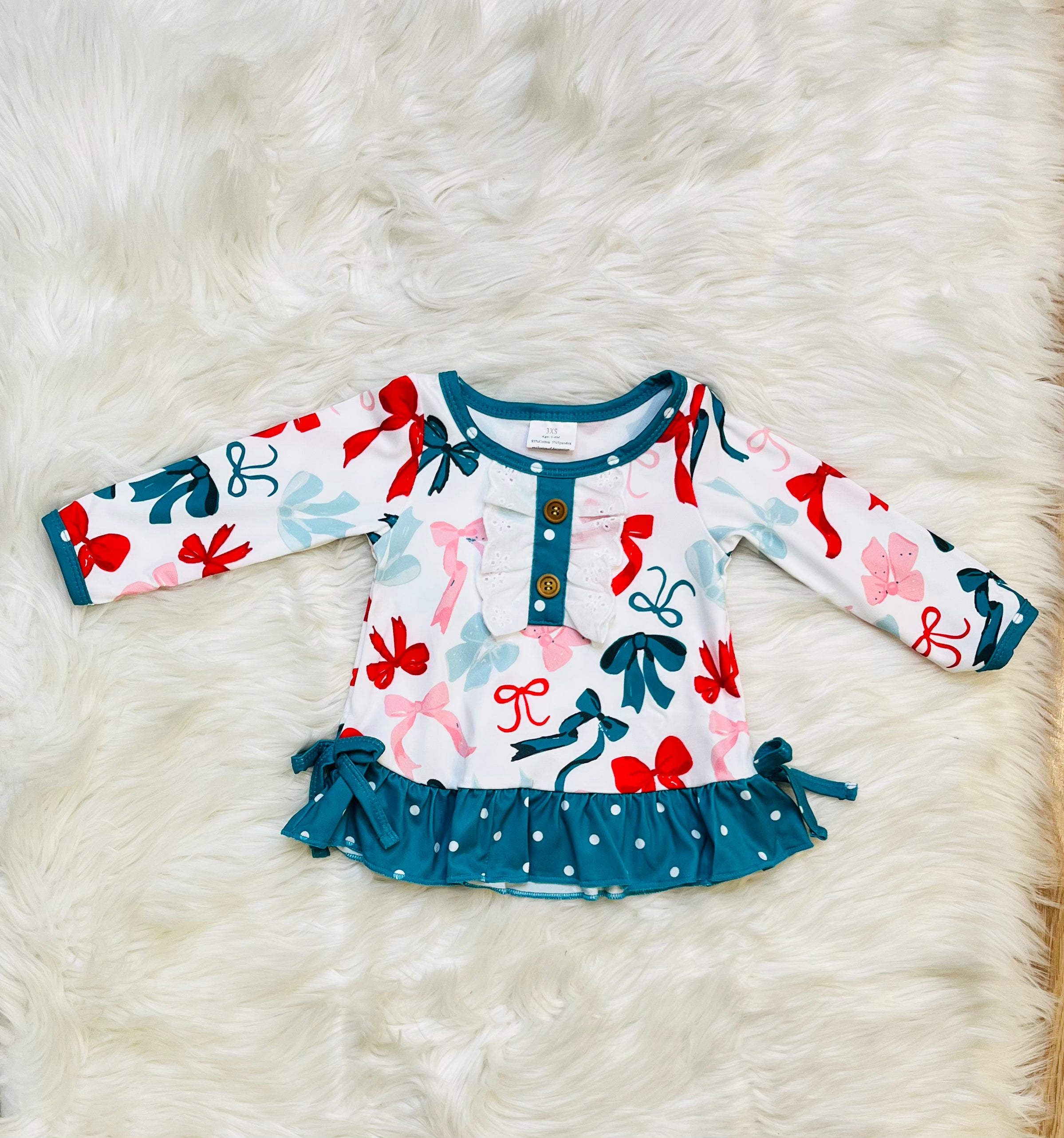 Girl’s Red and Green Bow Set