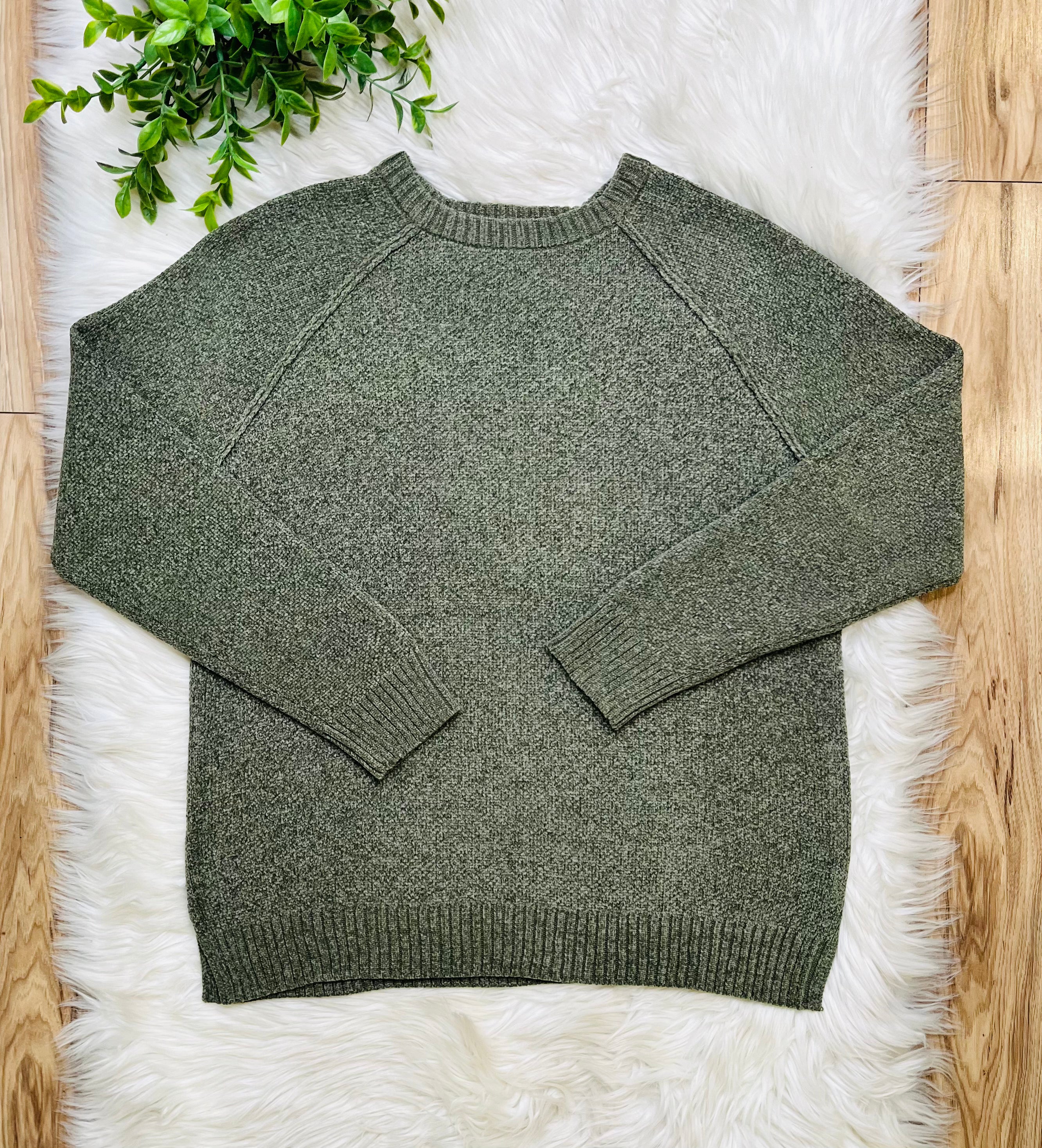 Women’s Zenana Light Olive Exposed Seam Sweater Top- True to Size