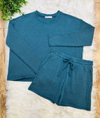 Women’s Zenana Teal Ribbed Short Set