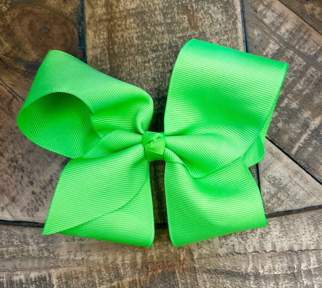 Hair Bow 6” Alligator Clip - Lime Green