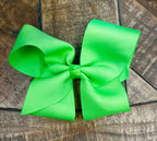 Hair Bow 6” Alligator Clip - Lime Green