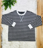 Women’s Zenana Black Striped Ribbed Pant Set