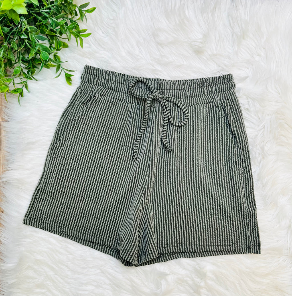 Women’s Zenana Olive Ribbed Short Set