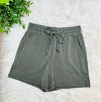 Women’s Zenana Olive Ribbed Short Set