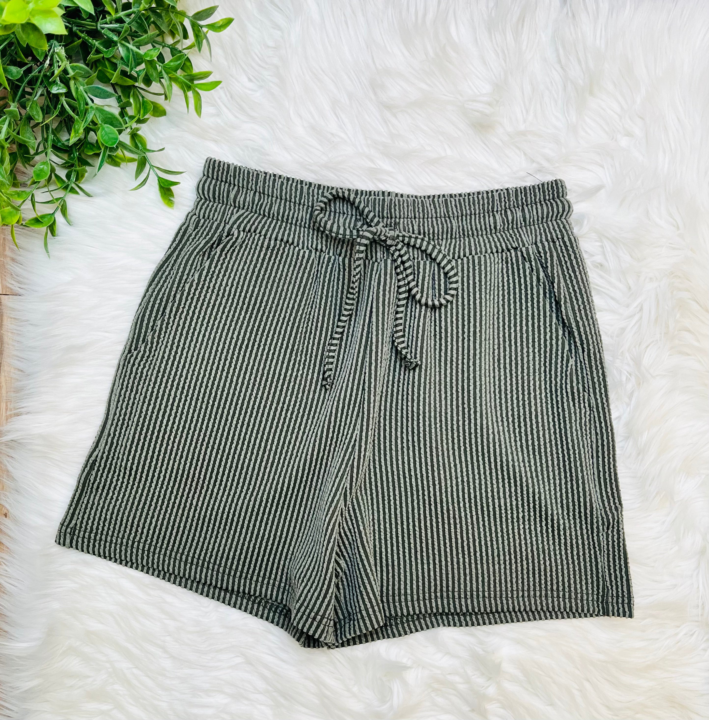 Women’s Zenana Olive Ribbed Short Set