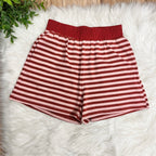 Women’s Burgundy Stripe Short Set
