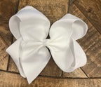 Hair Bow 6” Alligator Clip - White