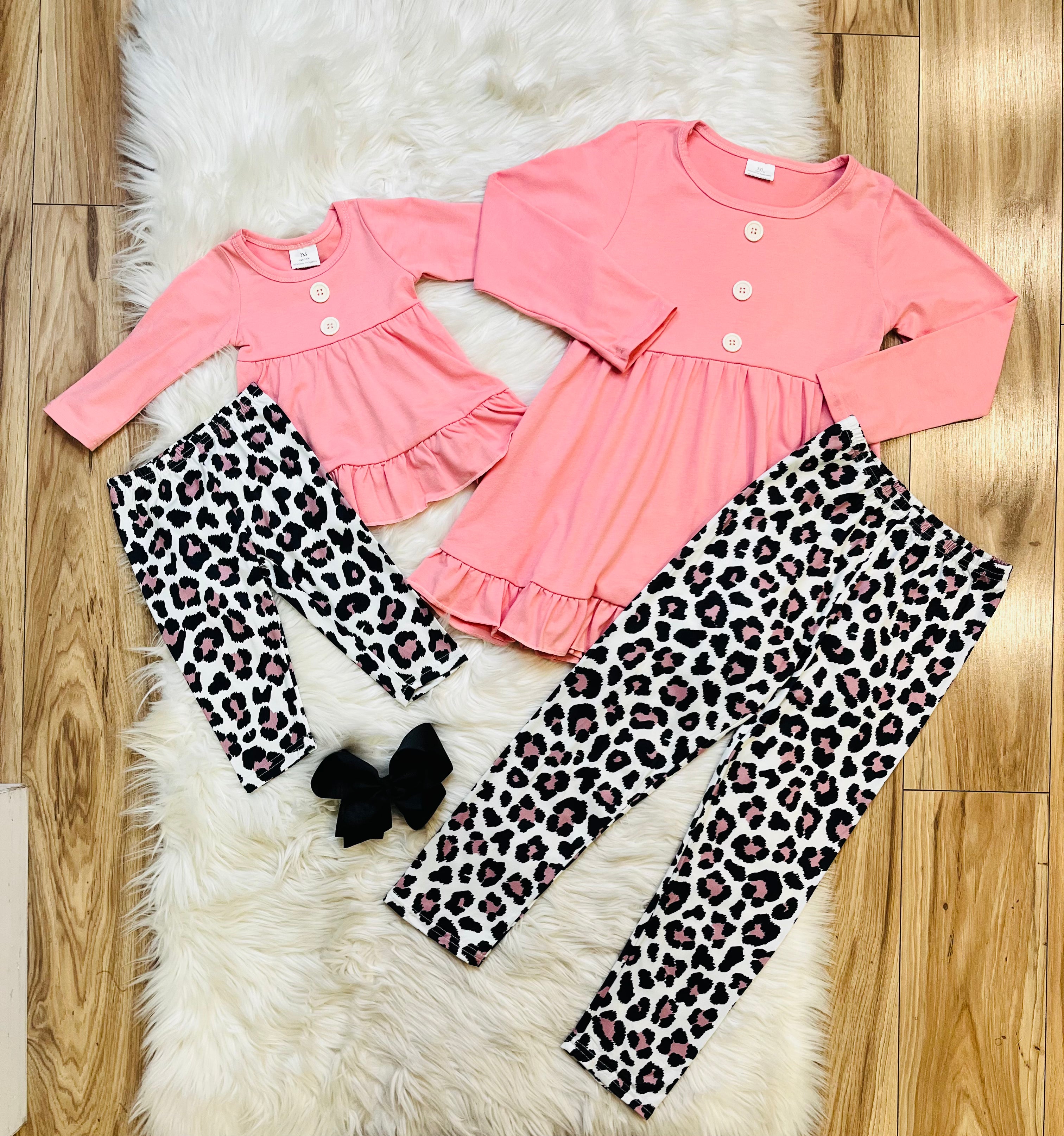 Girl’s Pink Cheetah Pant Set