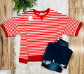 Women’s Very J Red and Cream Stripe Top