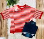 Women’s Very J Red and Cream Stripe Top