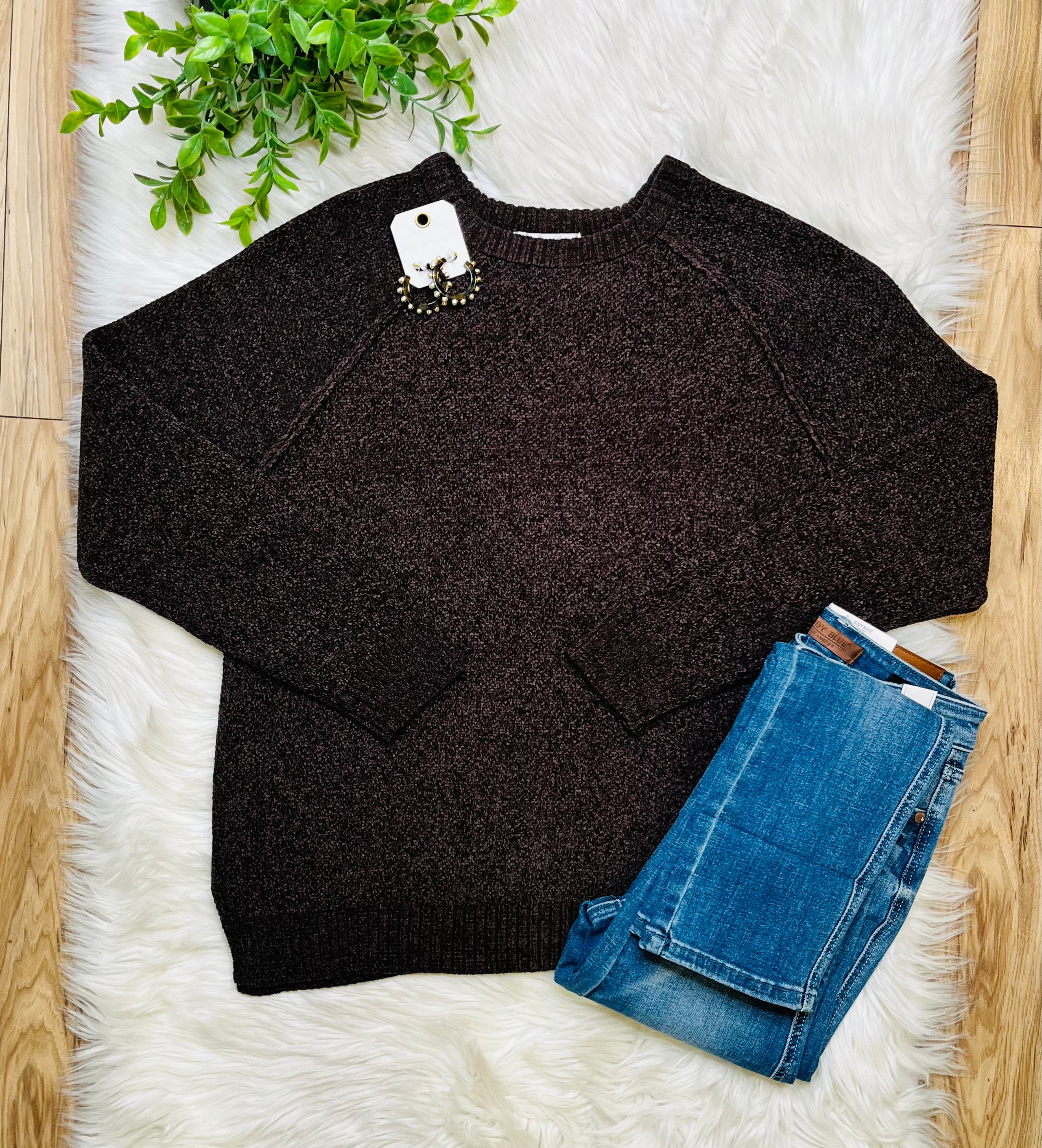 Women’s Zenana Dark Brown Exposed Seam Sweater Top-True to size