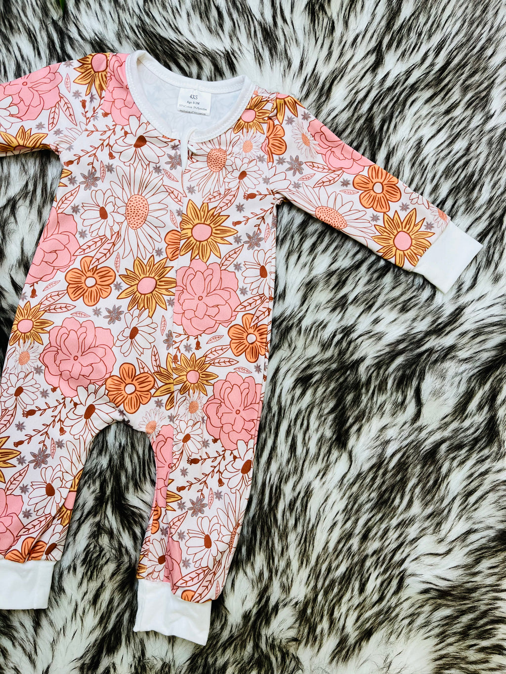 Girl’s Mauve Floral Zipper Sleeper