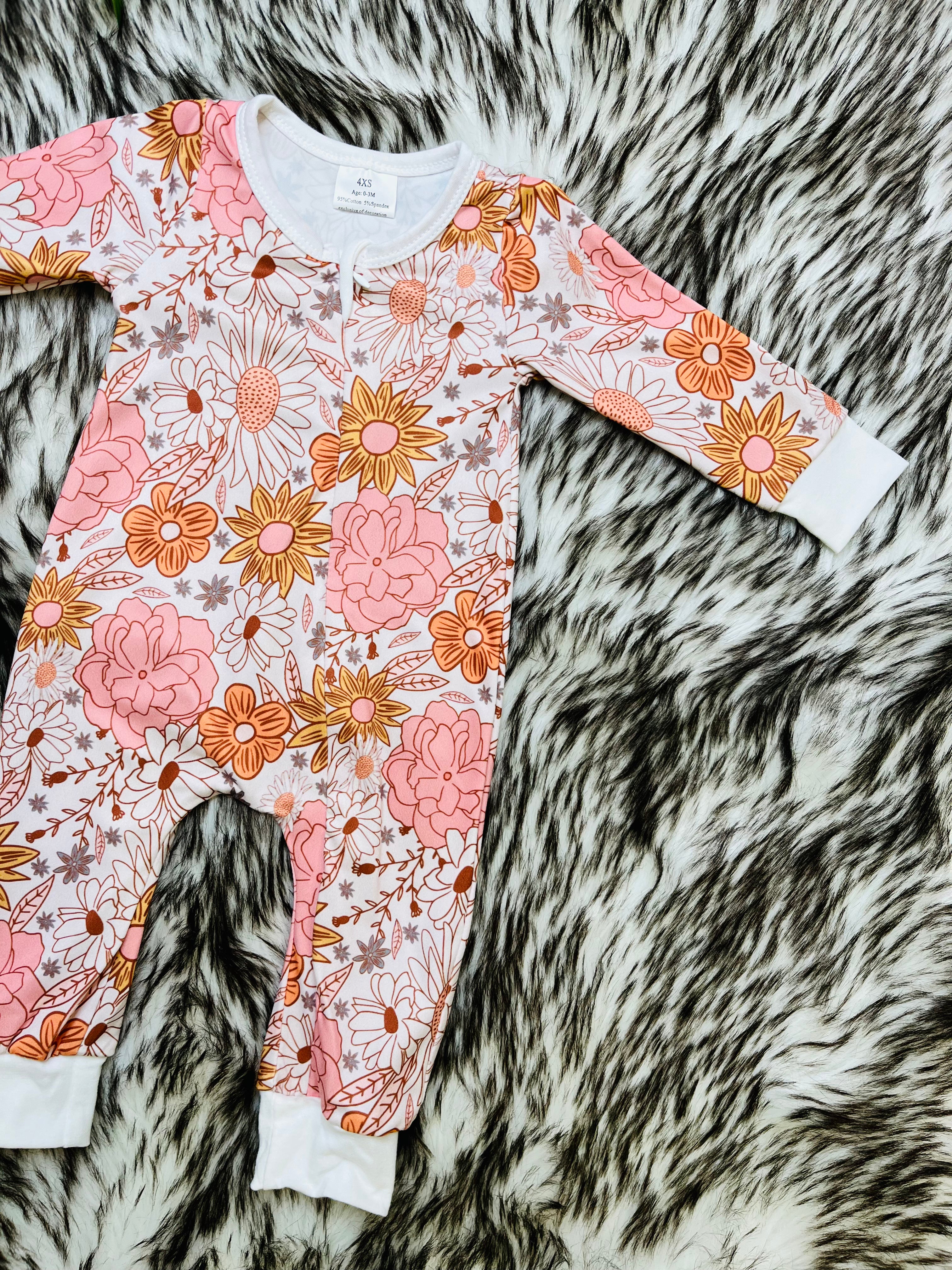 Girl’s Mauve Floral Zipper Sleeper