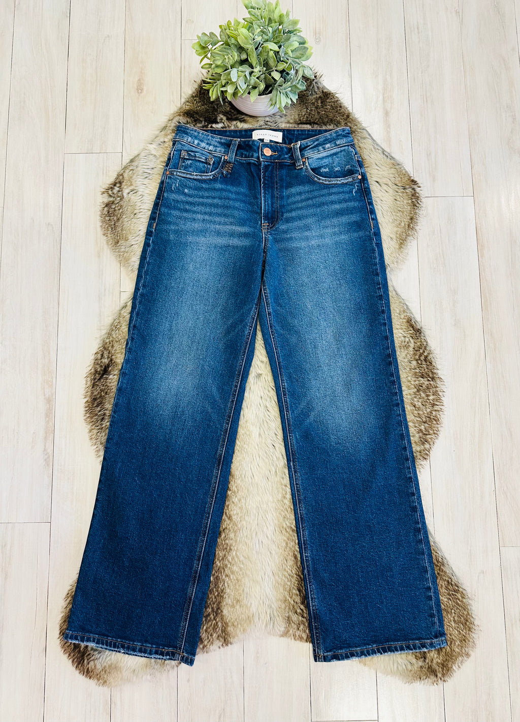 Women’s Risen Dark Wash High Rise Straight Jeans #20087