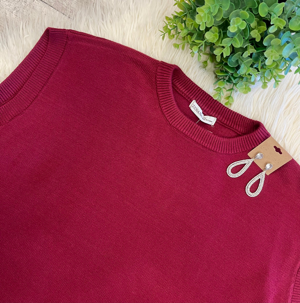 Women’s Zenana Sleeveless Sweater In Burgundy - Oversized Fit