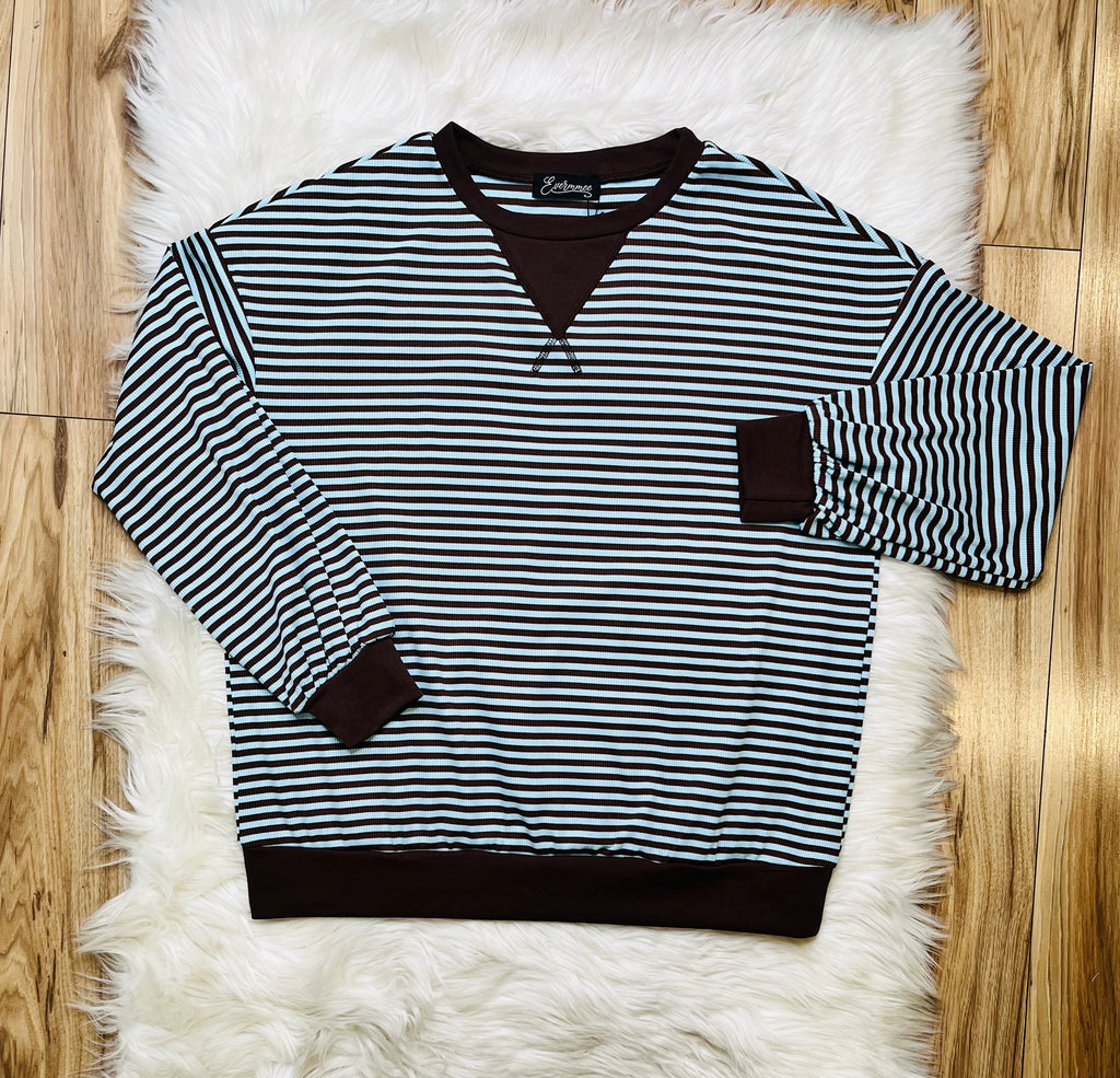 Women’s Evermmee Brown and Blue Stripe Set
