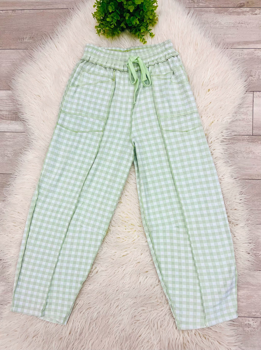 Women’s Anniewear Light Sage Barrel Knit Pants - True to Size