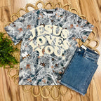 Women’s Evermmee Camo Tee “Jesus Loves You” in Yellow Print