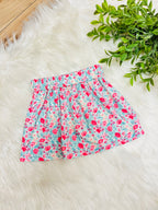 Girl’s Light Pink & Teal Floral Bow Long Sleeve Skirt Outfit