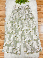 Women’s Anniewear Sage Patchwork Wide Leg Pants- Loose Fit