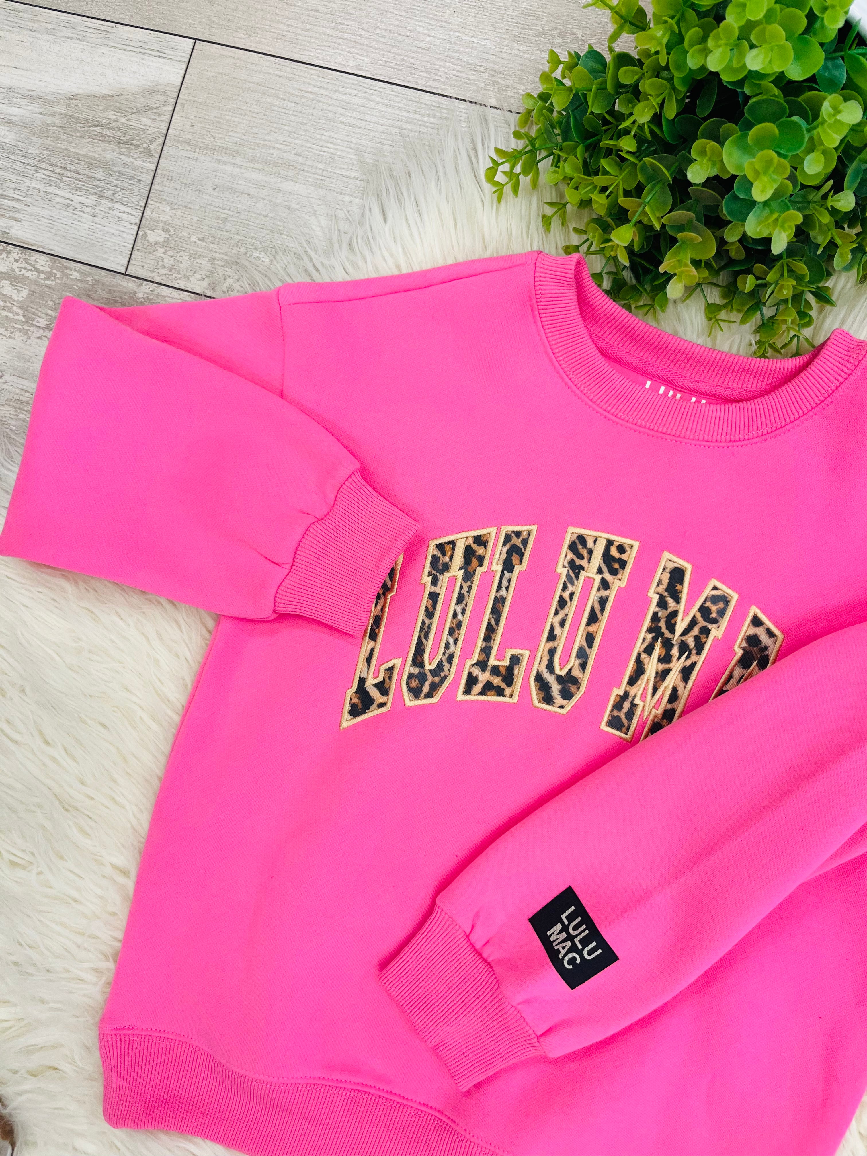 Girl’s LuLu Mac Cheetah Pink Sweatshirt