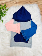 Girl’s Grey Color Block Hooded Outfit