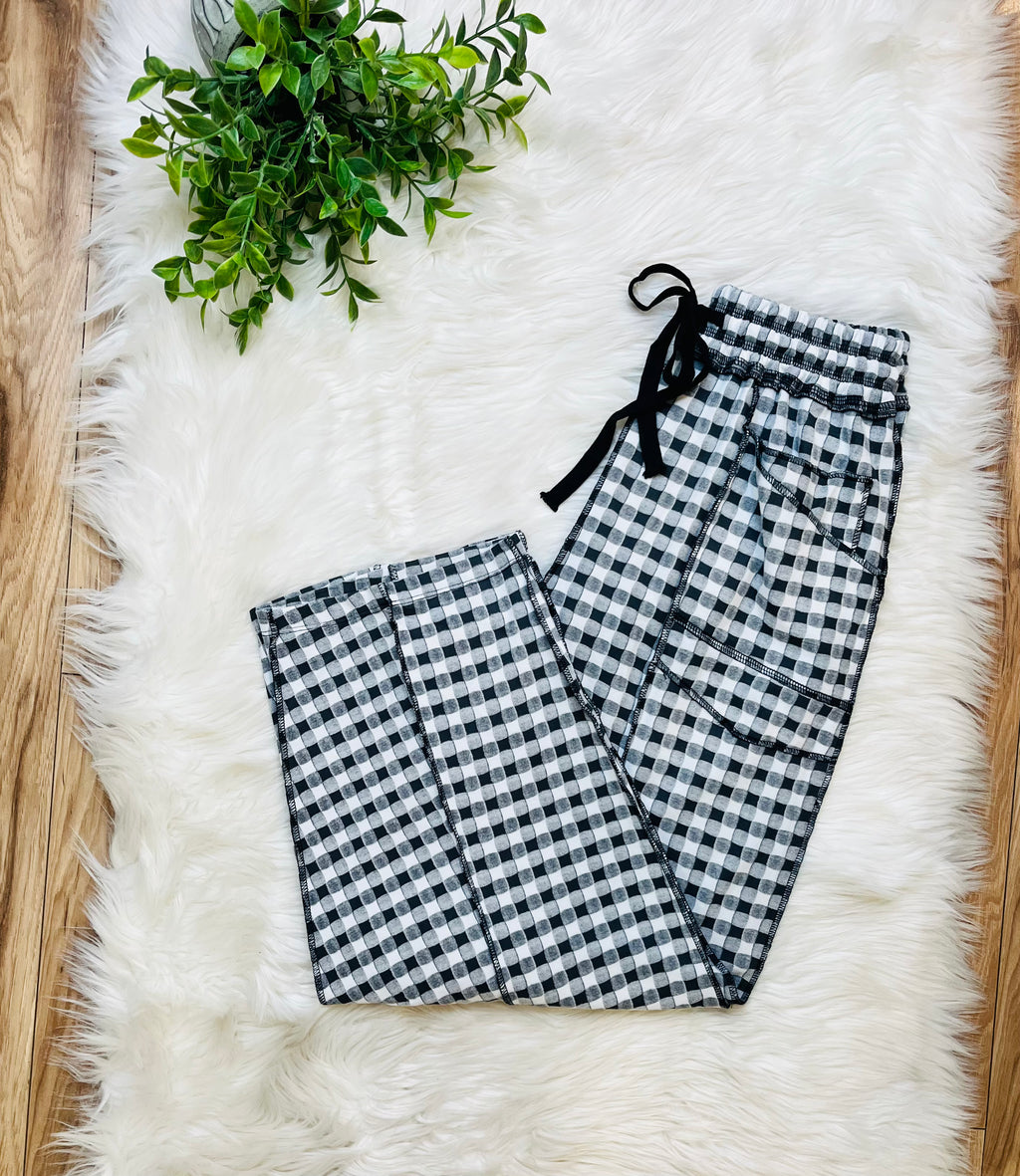 Women’s Black Gingham Knit Pants - True to Size