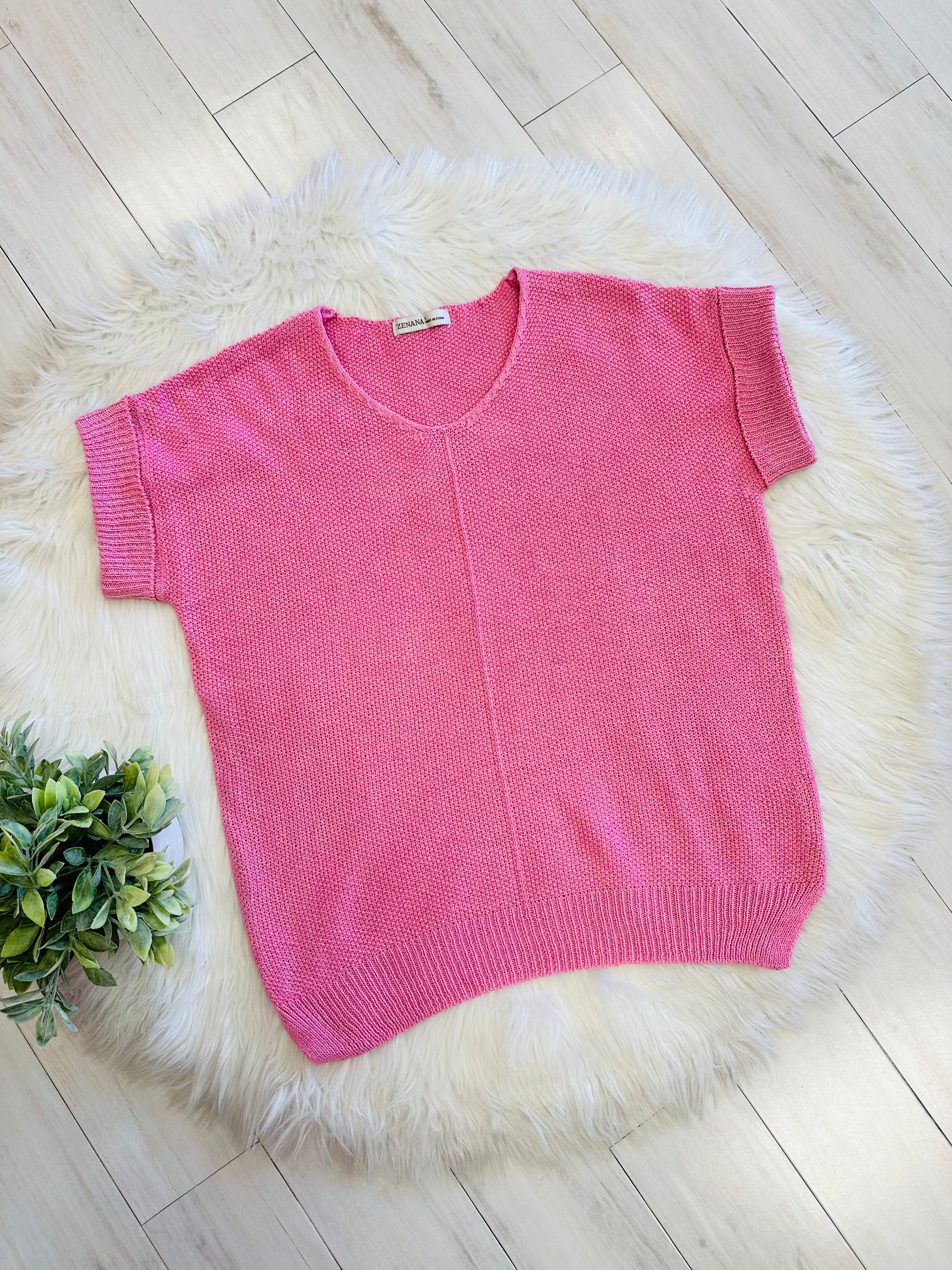 Women’s Zenana Pink Cuff Sleeve Sweater Top