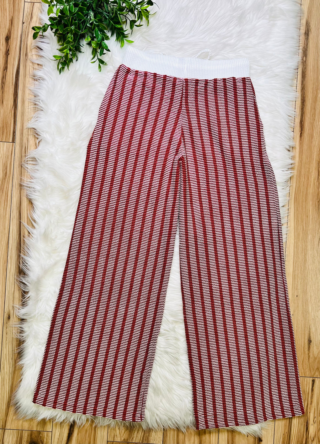 Women’s Zenana Rust Striped Ribbed Pant Set