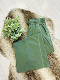Women’s Light Olive Wide Leg Crop/Petite Pants by Zenana- True to Size