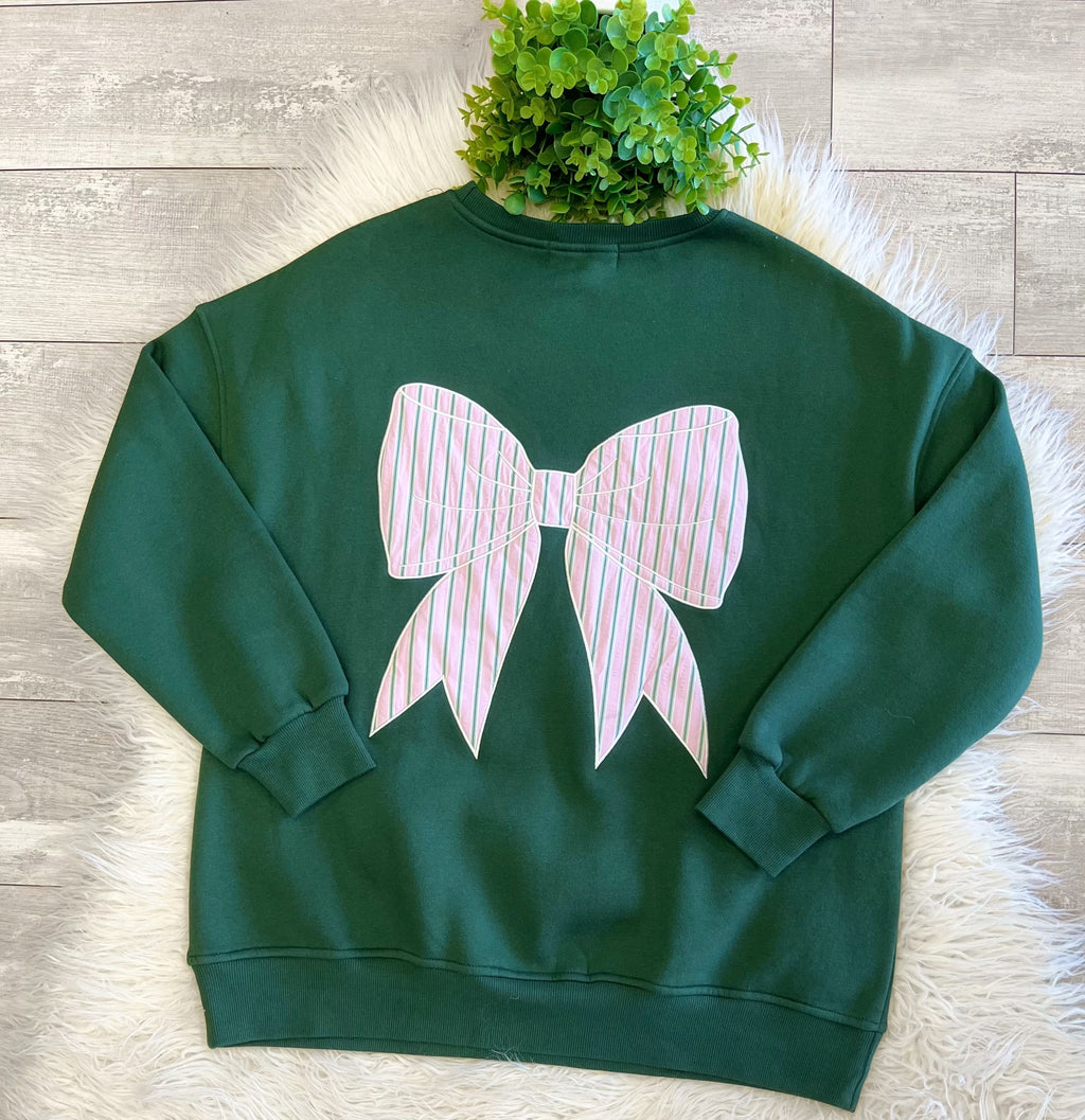 Women’s Evermmee Pink & Green Bow Sweatshirt - True to Size