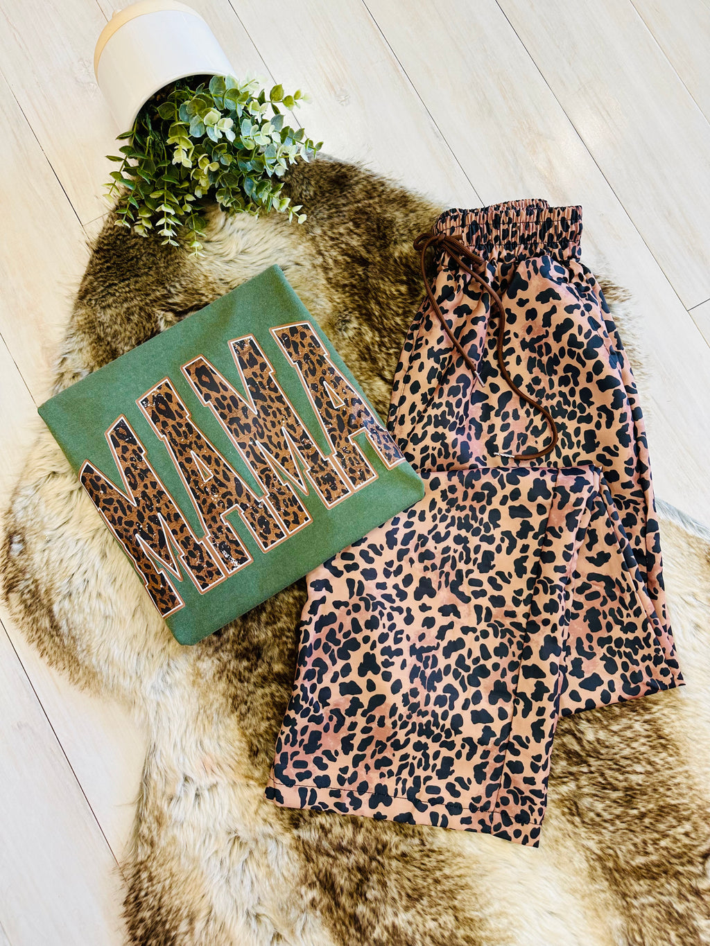 Women’s Regular and Curvy Leopard Print Pants with Pockets- True to Size
