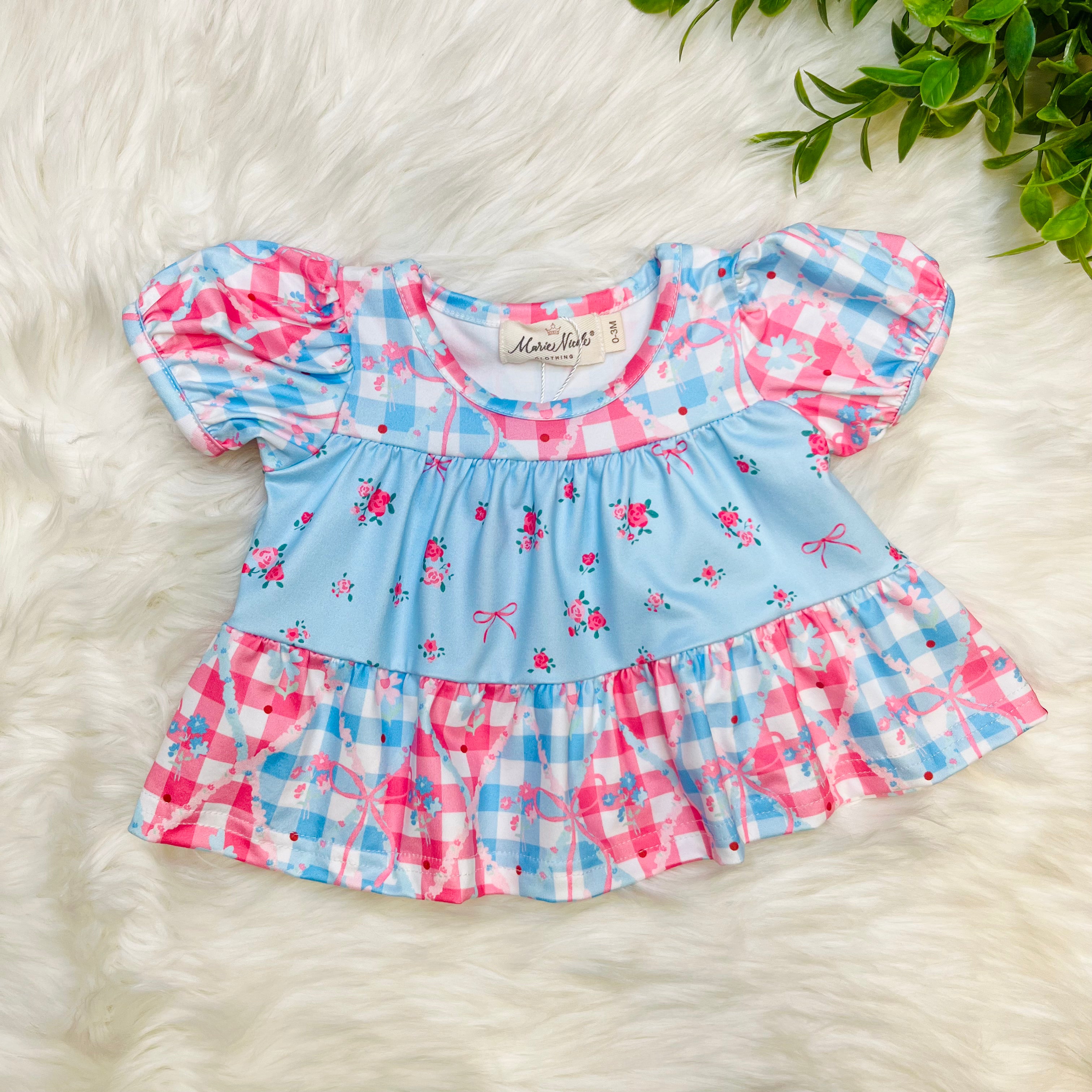 Girls Angel Bloom Floral Plaid Bloomer Set