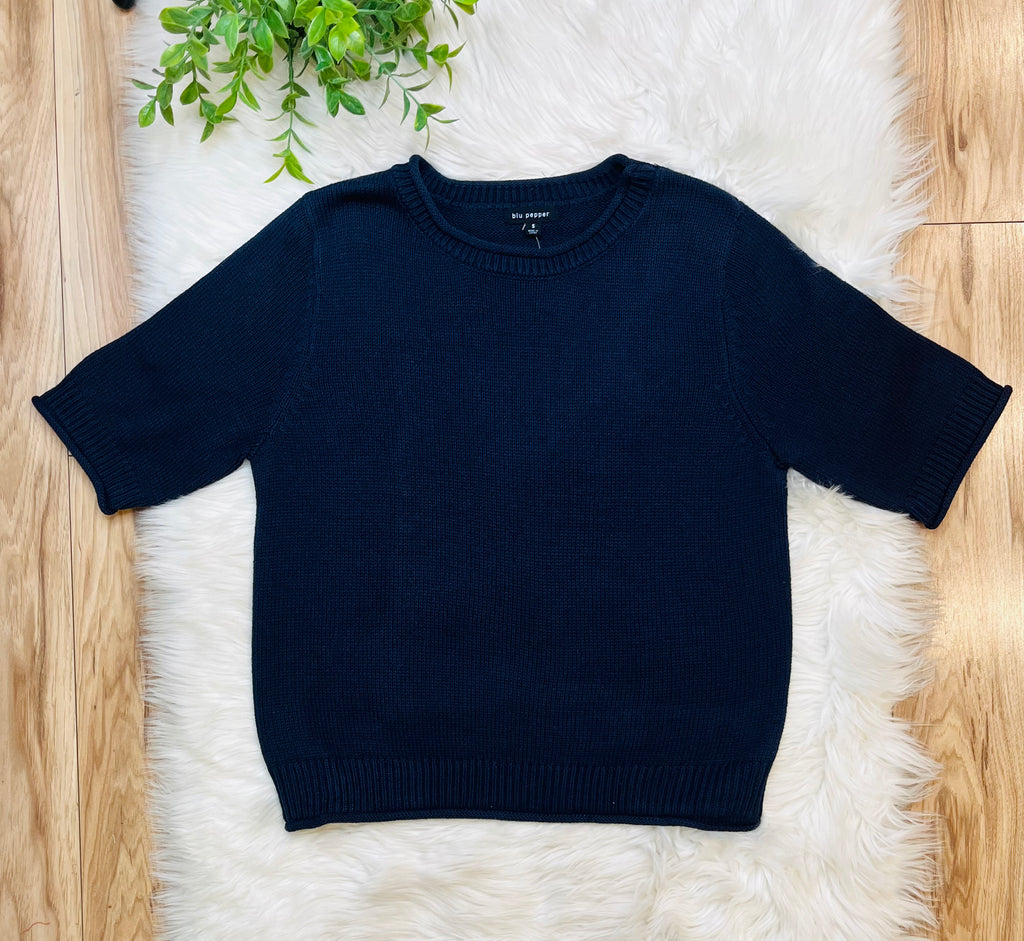 Women’s Blu Pepper Navy Sweater Knit Top