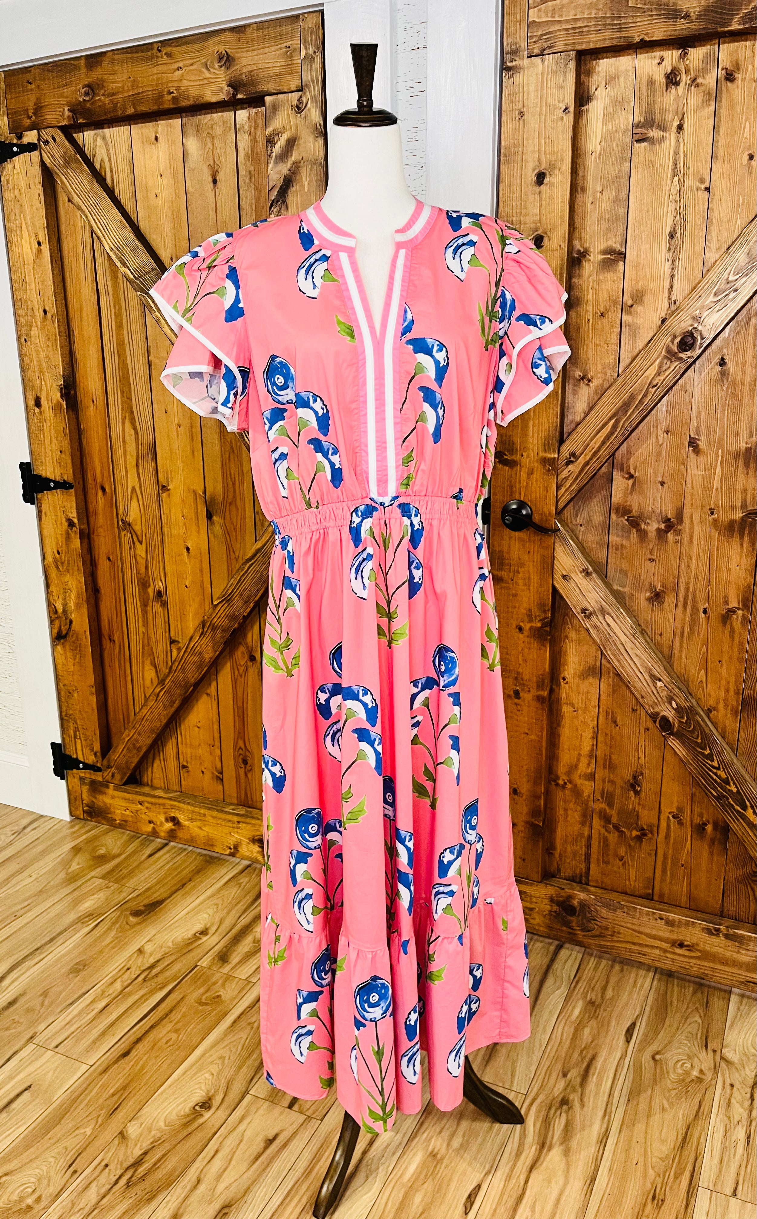 Women’s Curvy Blossom Meadow Print Midi Dress