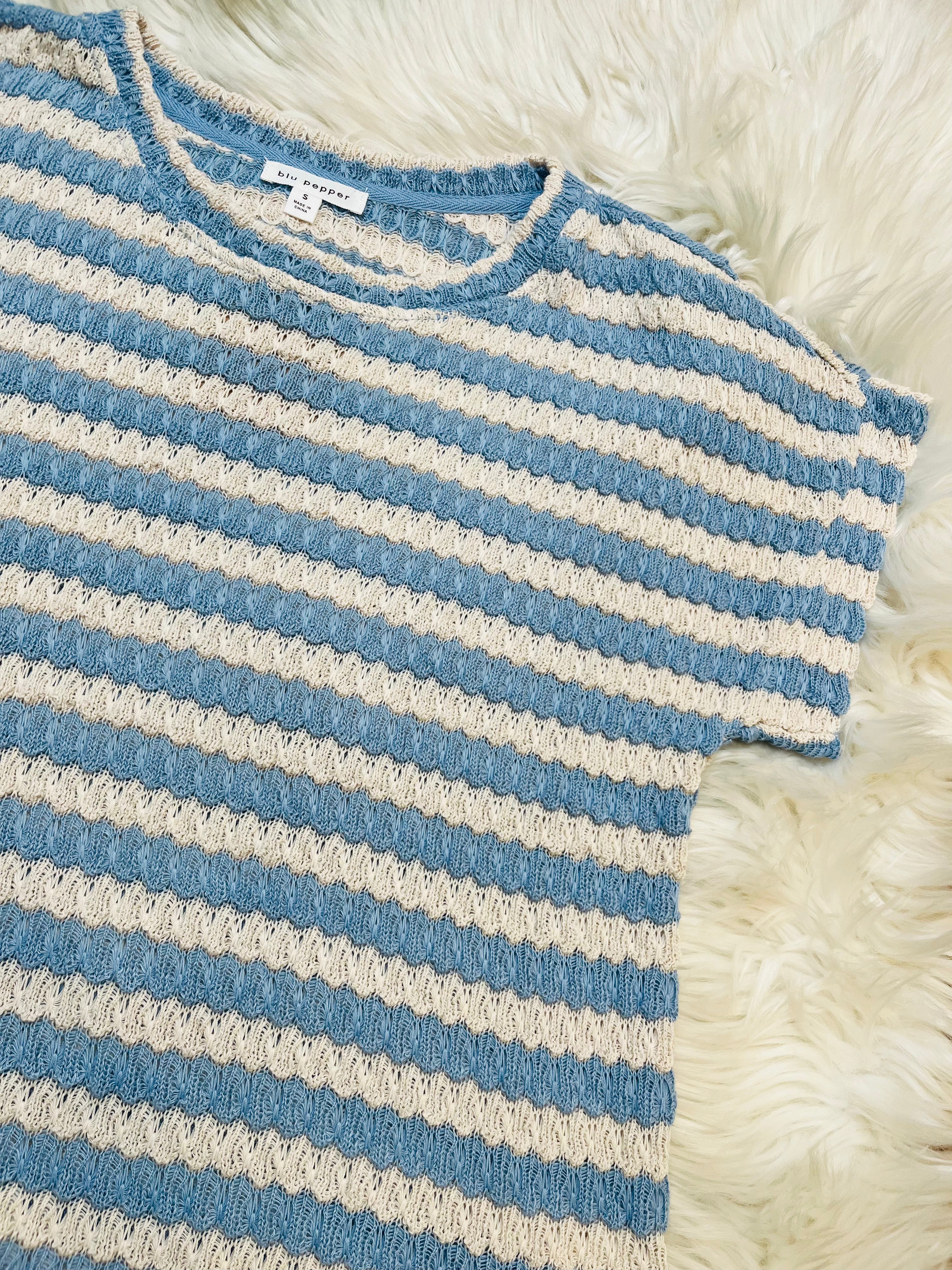 Women’s Blu Pepper Textured Blue Stripe Top
